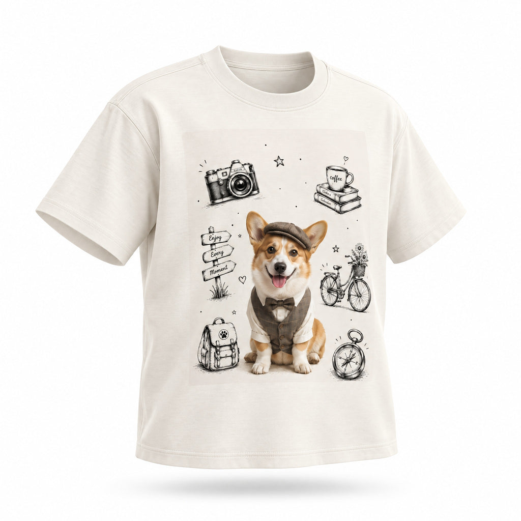 Sorona-Baumwollmisch-T-Shirt — Apricot-Essential mit überschnittenen Schultern