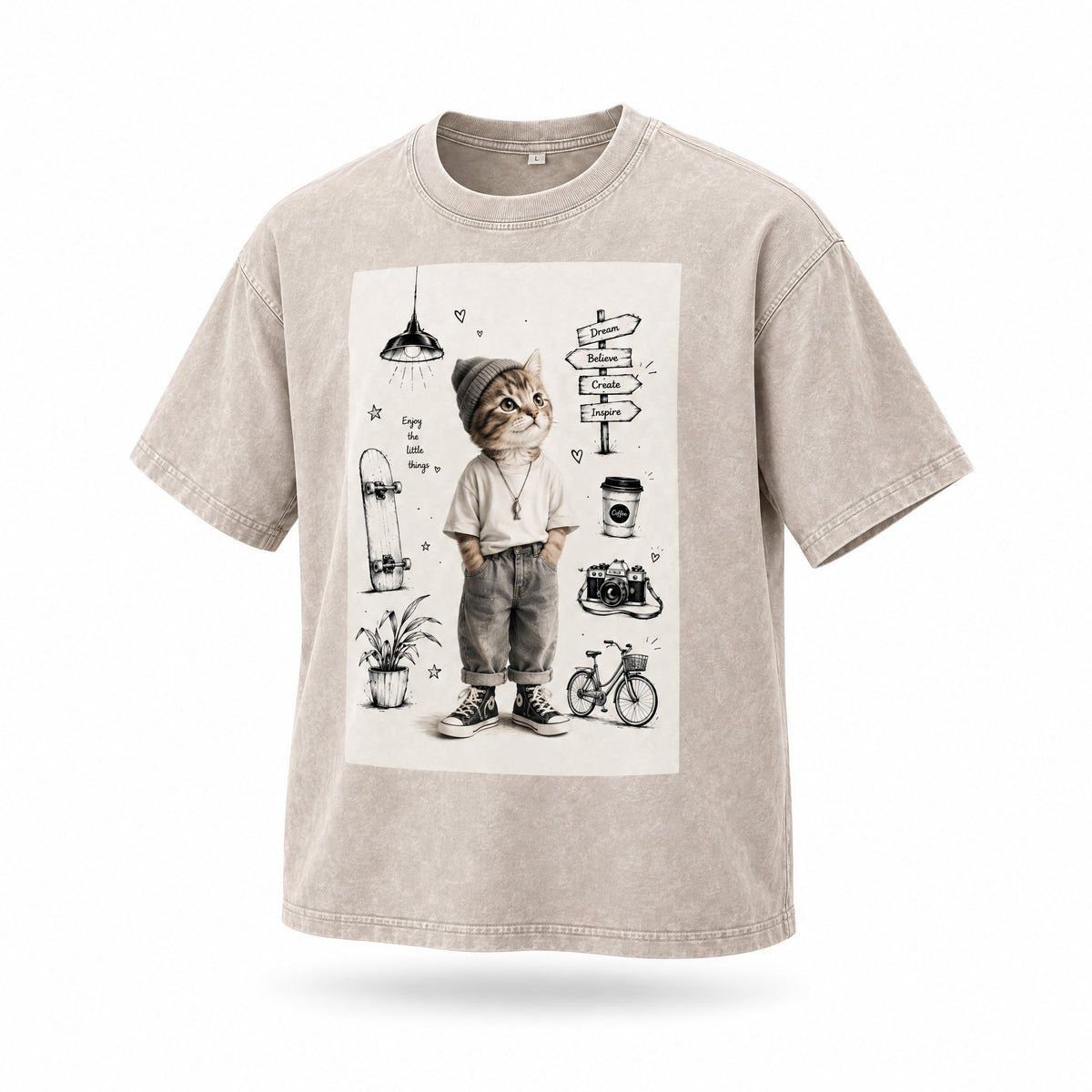 Snow Washed Oversized Cotton T-Shirt — Lavanzey Retro Weekend Edit