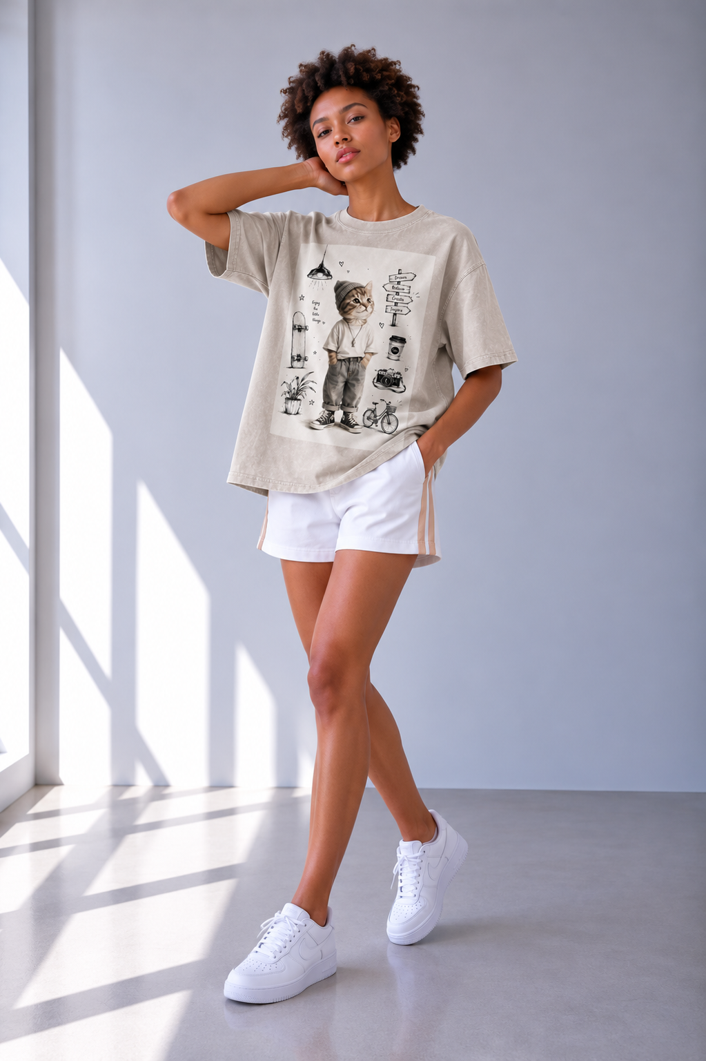 Snow Washed Oversized Cotton T-Shirt — Lavanzey Retro Weekend Edit
