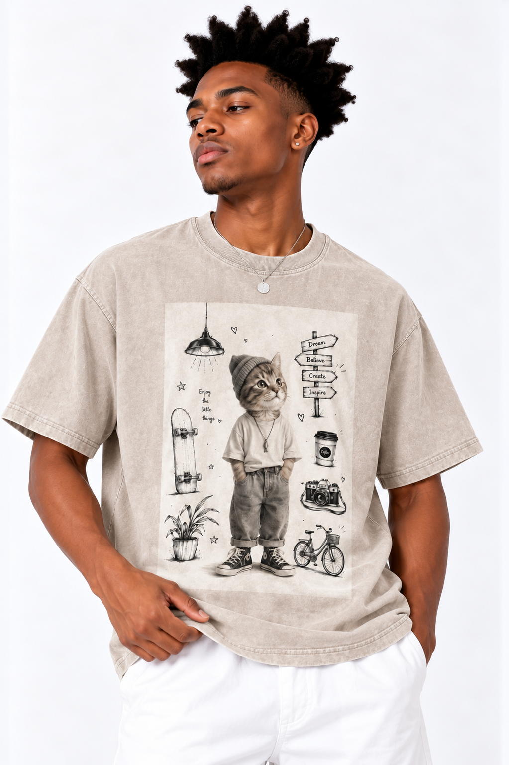 Snow Washed Oversized Cotton T-Shirt — Lavanzey Retro Weekend Edit