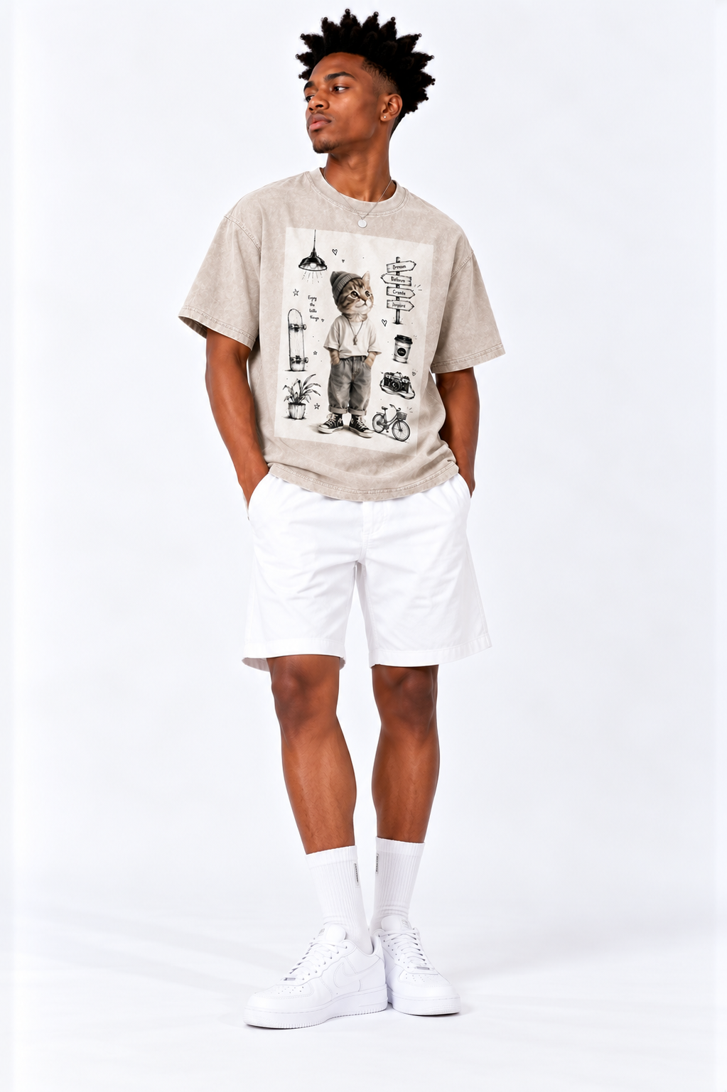 Snow Washed Oversized Cotton T-Shirt — Lavanzey Retro Weekend Edit
