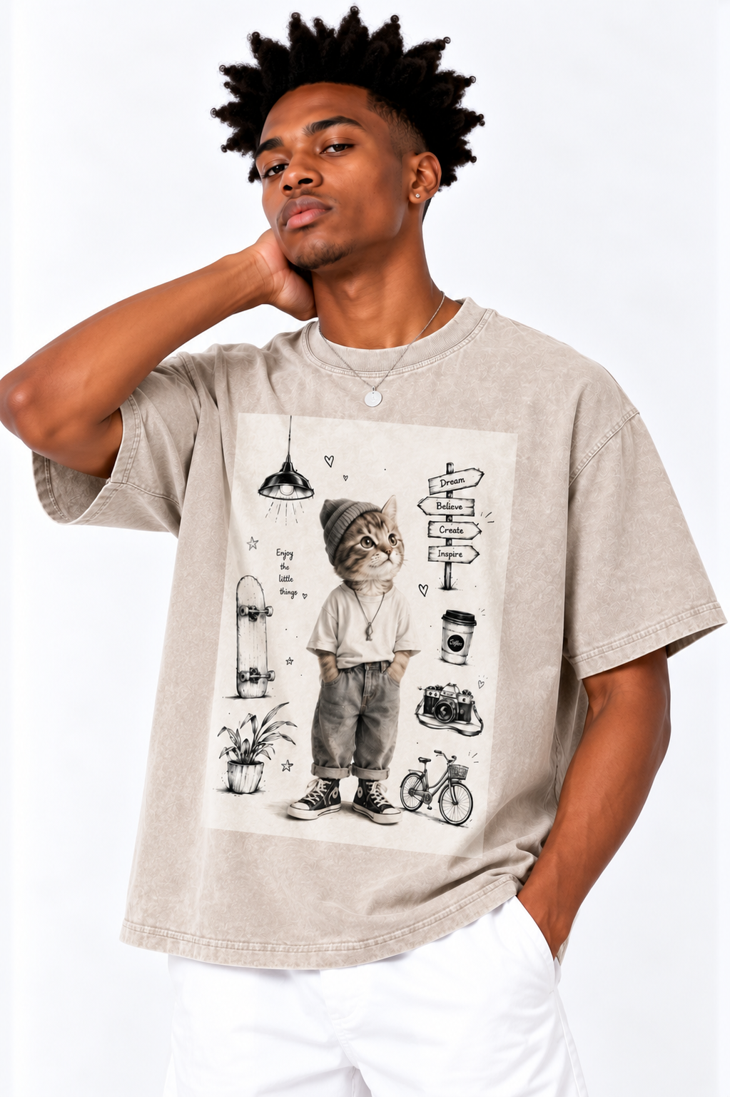 Snow Washed Oversized Cotton T-Shirt — Lavanzey Retro Weekend Edit