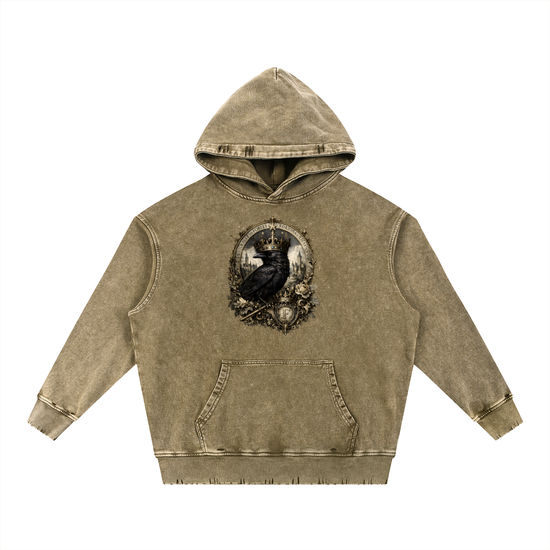 Snow Wash Hand-Frayed Heavyweight  Hoodie
