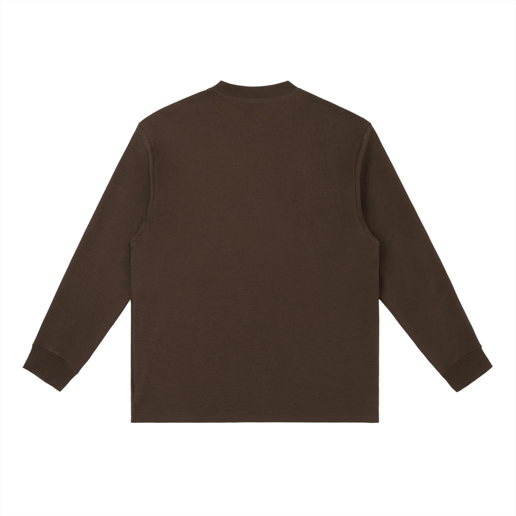 Coffee Drop-Shoulder Long-Sleeve Tee — Relaxed Streetwear Essential