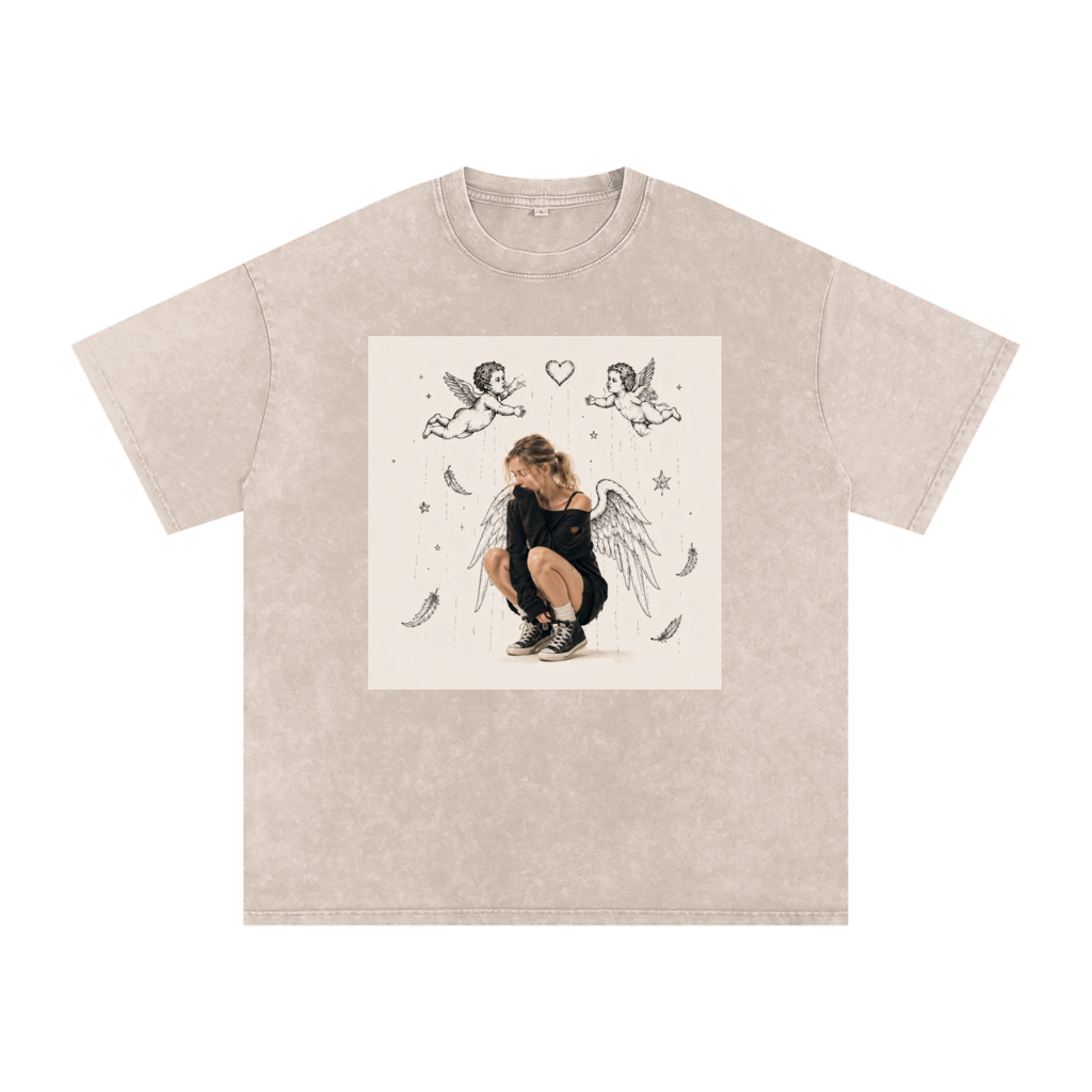 Snow Washed Oversized Cotton T-Shirt