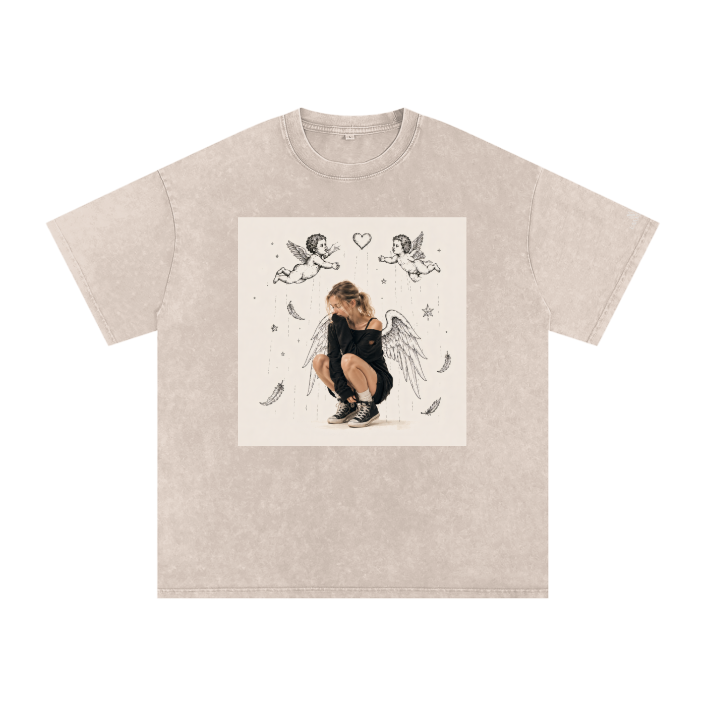 Snow Washed Oversized Cotton T-Shirt