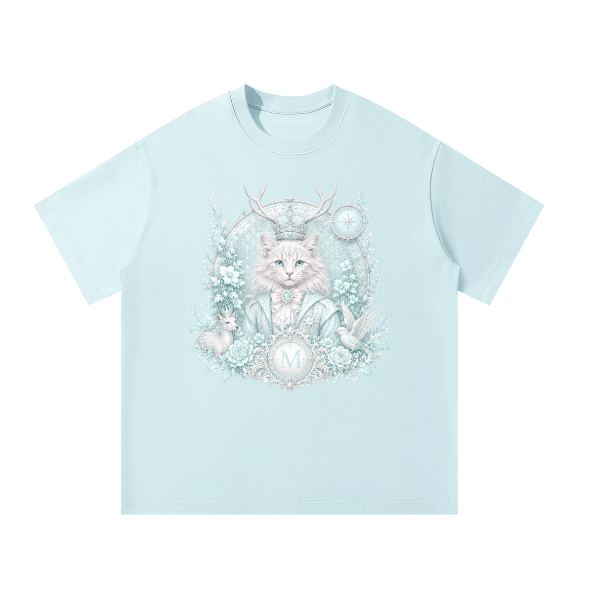 Sky Blue Oversized Cotton T-Shirt — Retro Off-Duty Streetwear