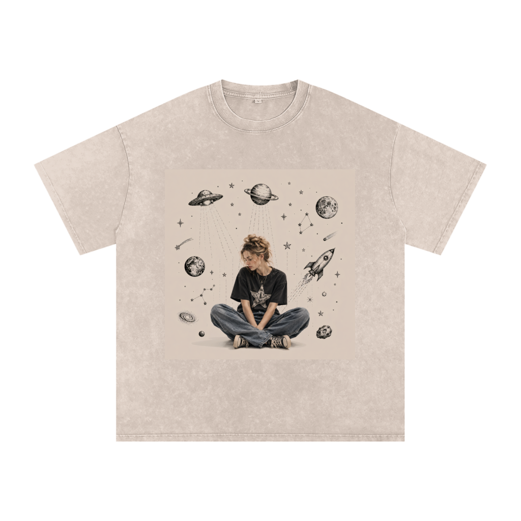 Snow Washed Oversized Cotton T-Shirt