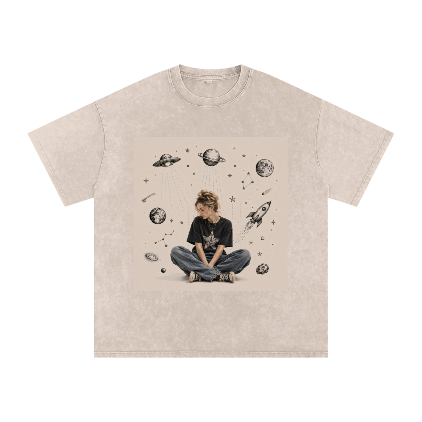 Snow Washed Oversized Cotton T-Shirt