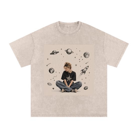 Snow Washed Oversized Cotton T-Shirt