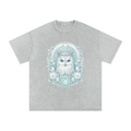 Light Gray Snow-Washed Oversized Cotton T-Shirt — Retro Off-Duty Streetwear