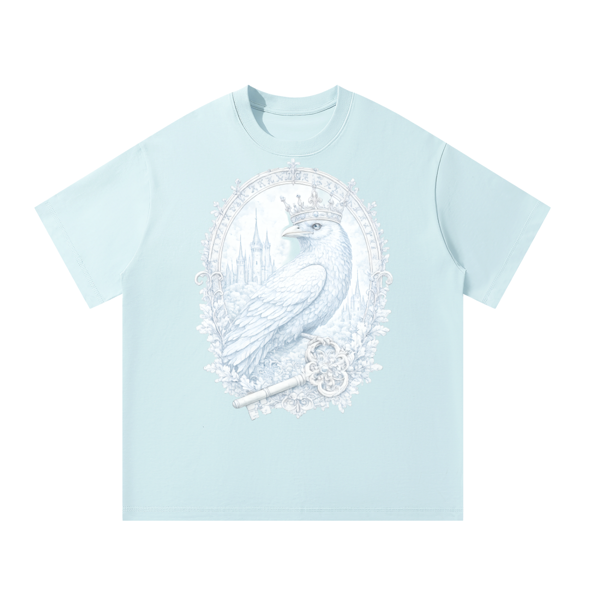 Sky Blue Heavyweight Cotton Tee — Relaxed Retro Streetwear
