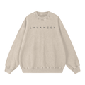 Snow Washed Oversized Sweatshirt — Unisex Drop Shoulder Cotton Crewneck, Light Apricot