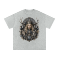 Light Gray Snow-Wash Cotton Tee — Oversized Drop-Shoulder Streetwear