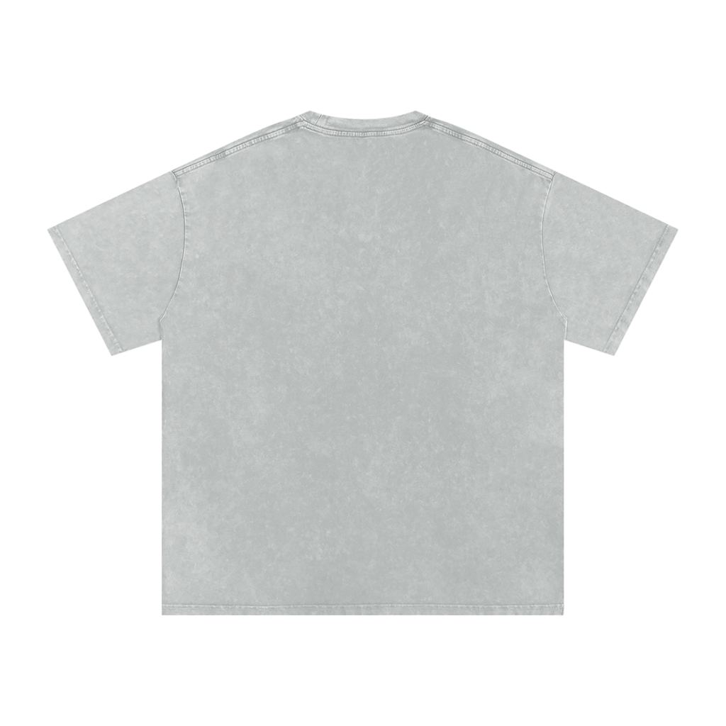 Light Gray Snow-Washed Oversized Cotton T-Shirt — Retro Off-Duty Streetwear