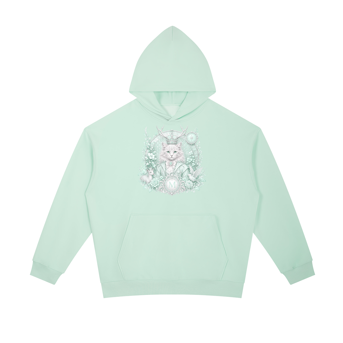 Sweat à capuche oversize bleu eau — Streetwear rétro décontracté