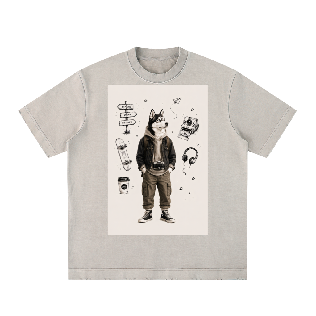 Heavyweight Vintage Washed Frayed T-Shirt