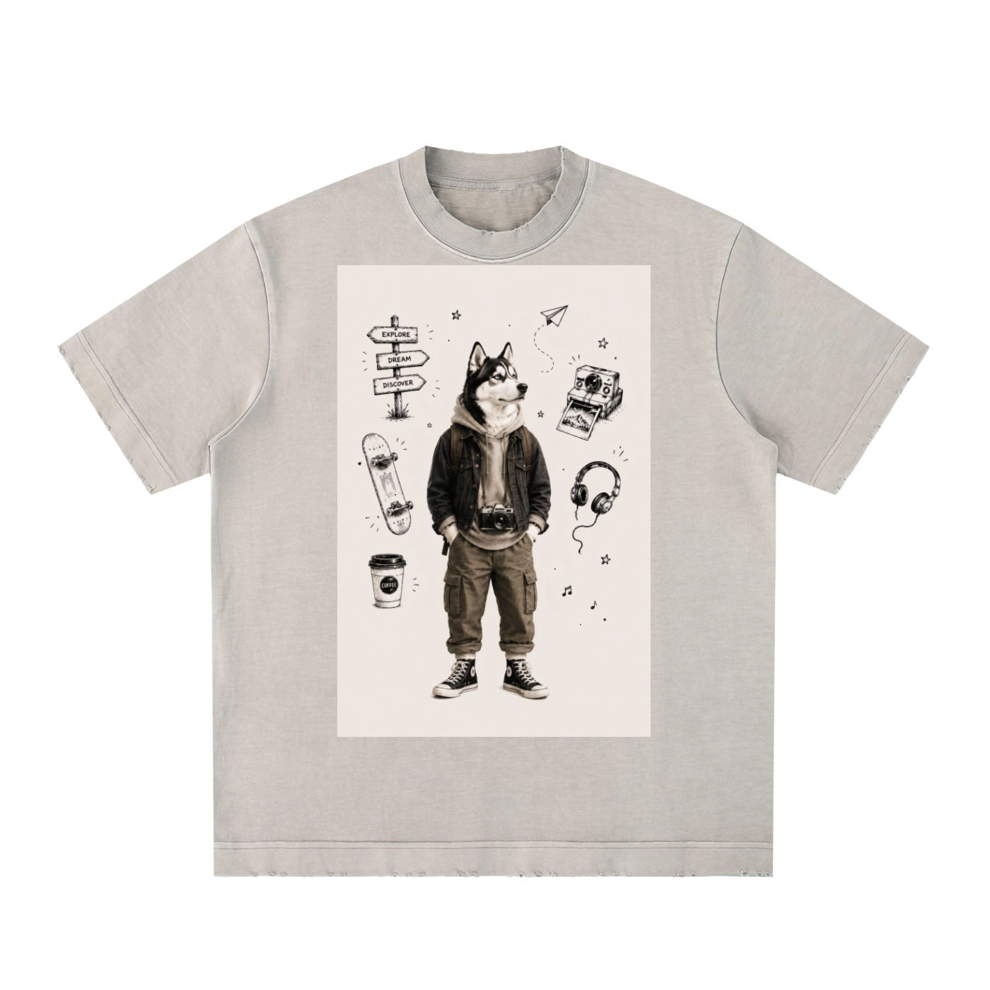 Heavyweight Vintage Washed Frayed T-Shirt