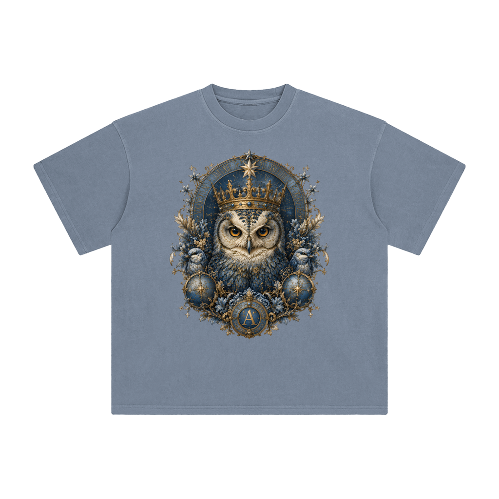 Gray Blue Enzyme-Washed Cotton T-Shirt — Retro Off-Duty Essential