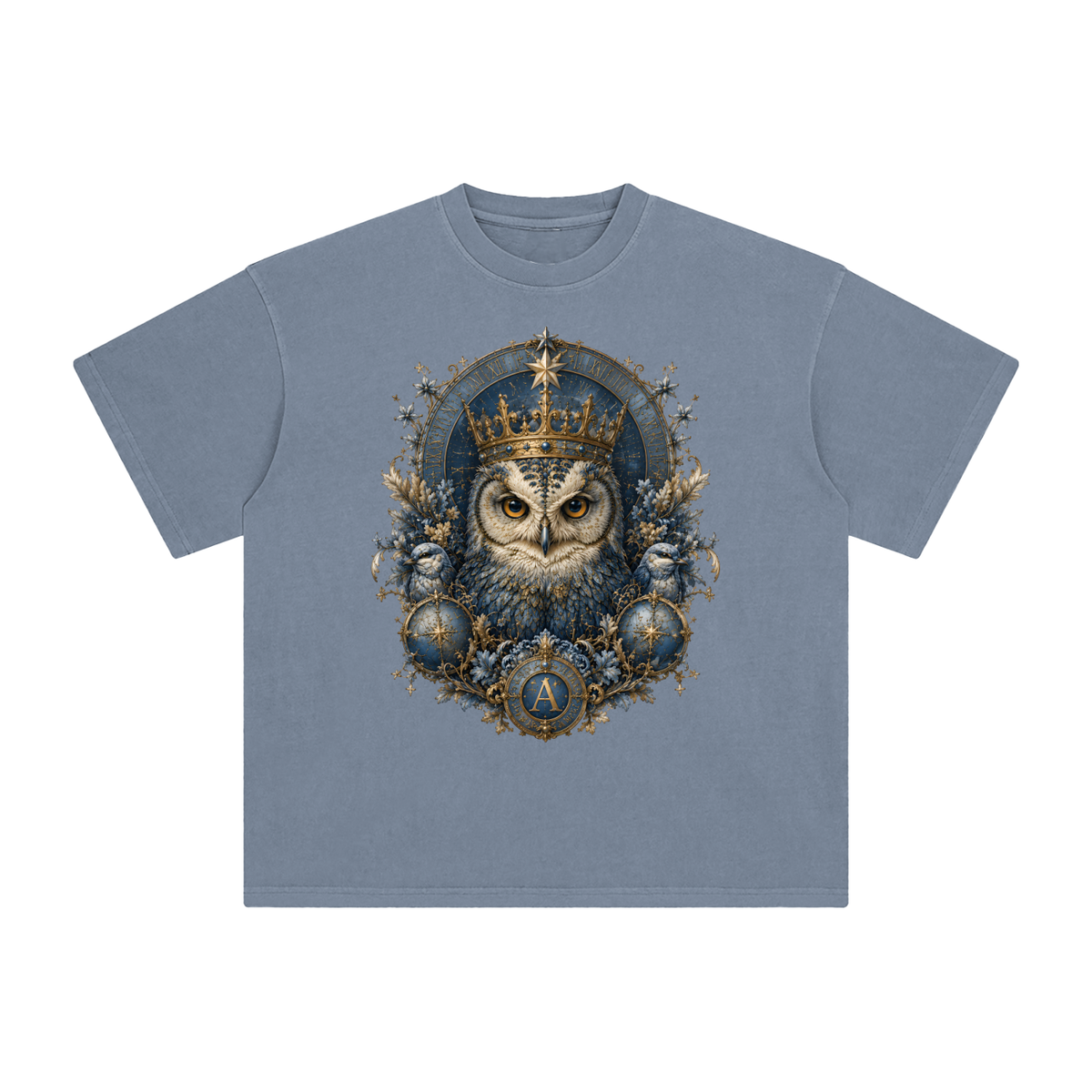 Gray Blue Enzyme-Washed Cotton T-Shirt — Retro Weekend Streetwear