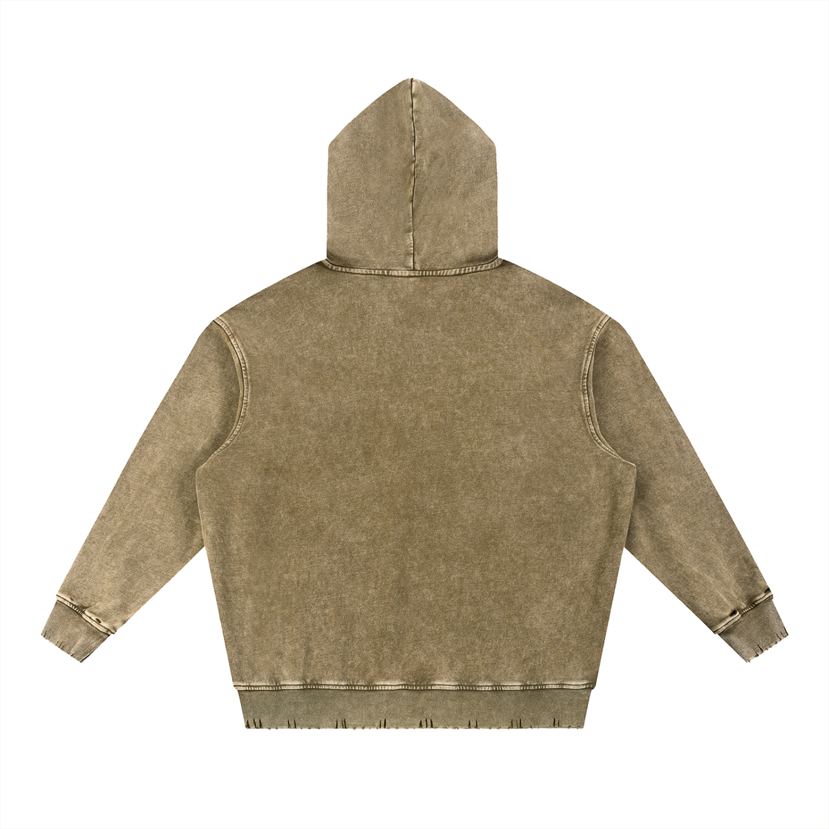 Brown Snow-Wash Frayed Heavyweight Hoodie — A Retro Streetwear Essential