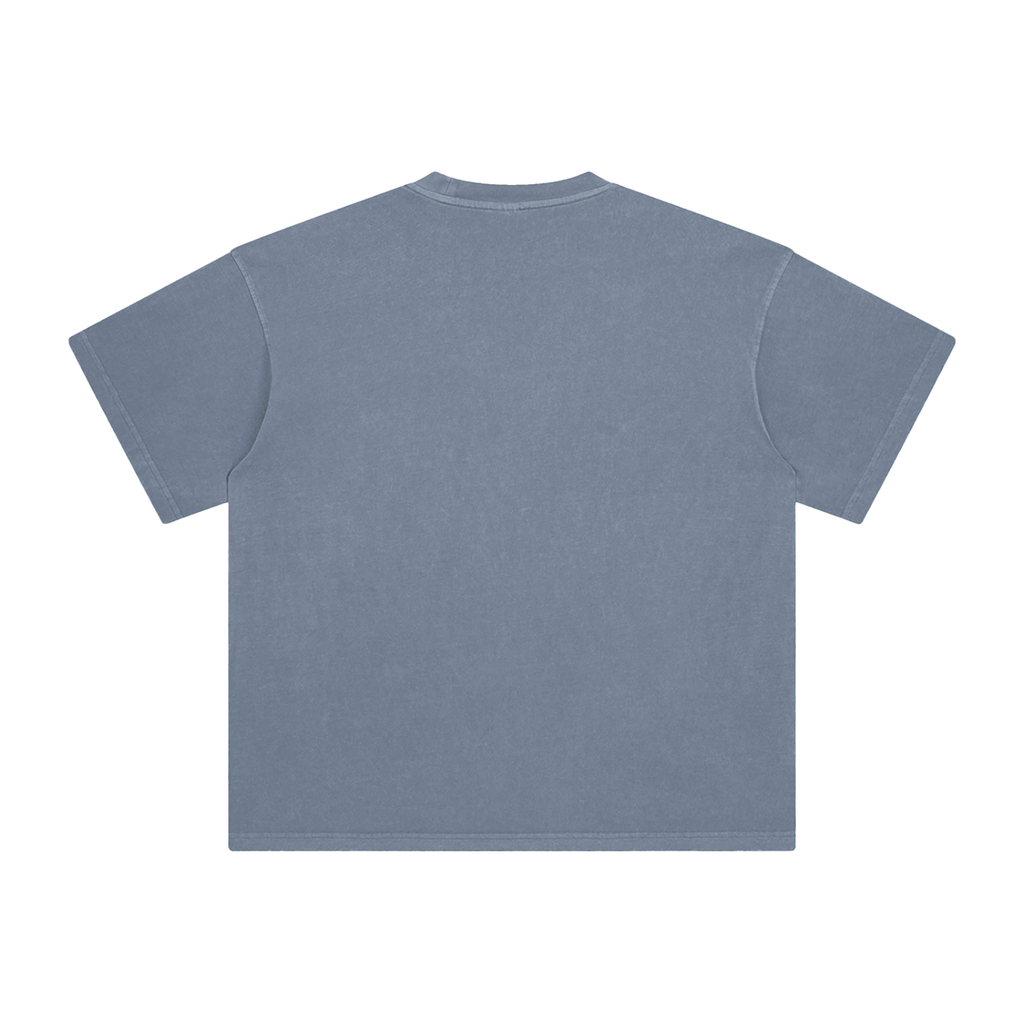 Gray Blue Enzyme-Washed Cotton T-Shirt — Retro Off-Duty Essential