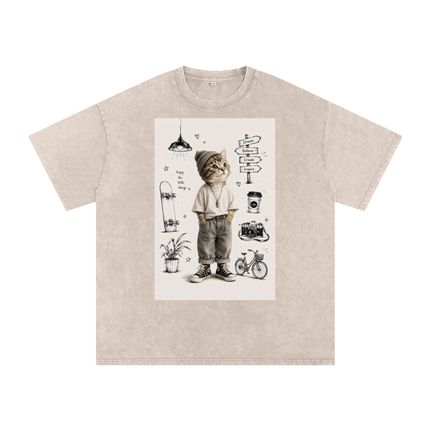Snow Washed Oversized Cotton T-Shirt