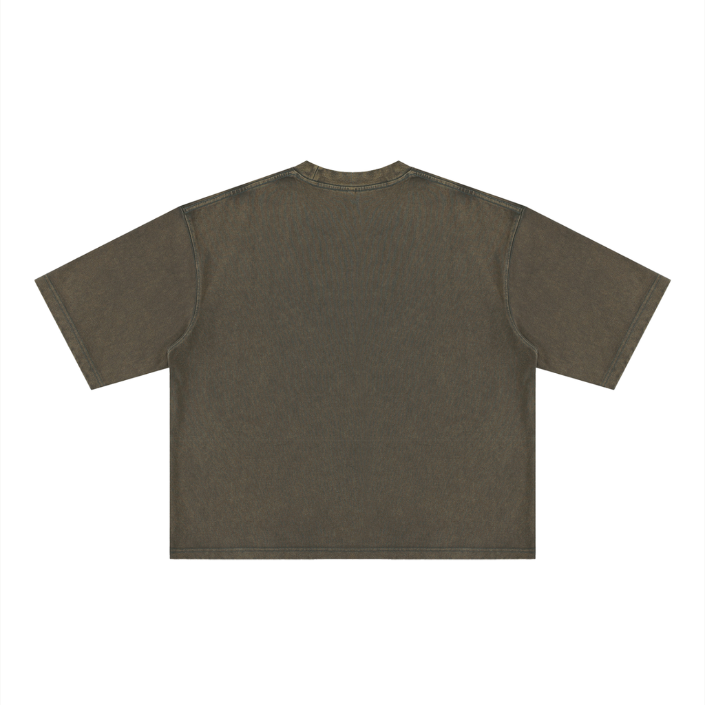 Brown Snow-Wash Boxy T-Shirt — Retro Streetwear for Everyday