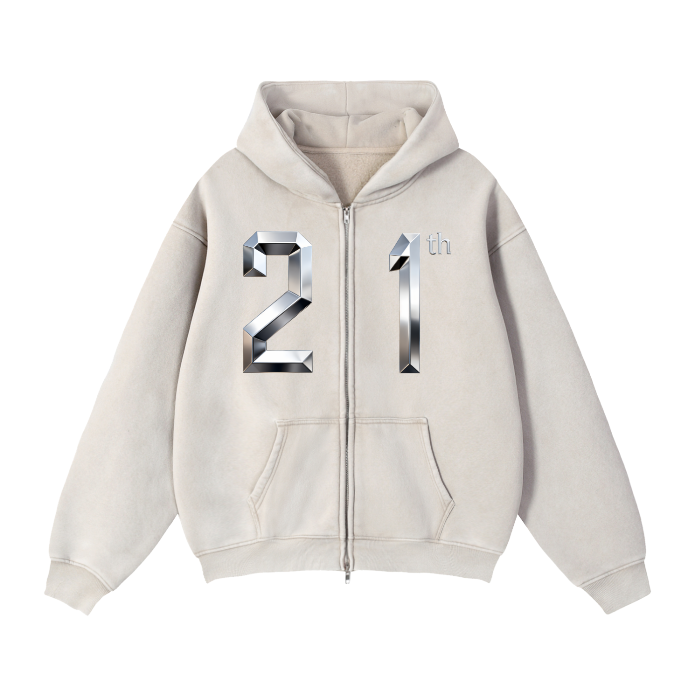 Zip-Through Boxy Fleece Hoodie