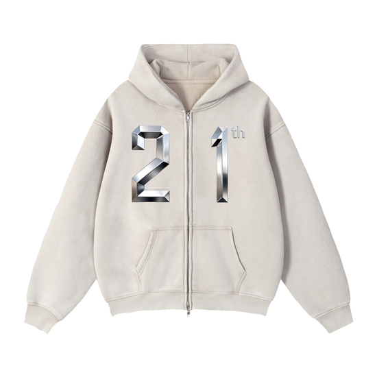 Zip-Through Boxy Fleece Hoodie