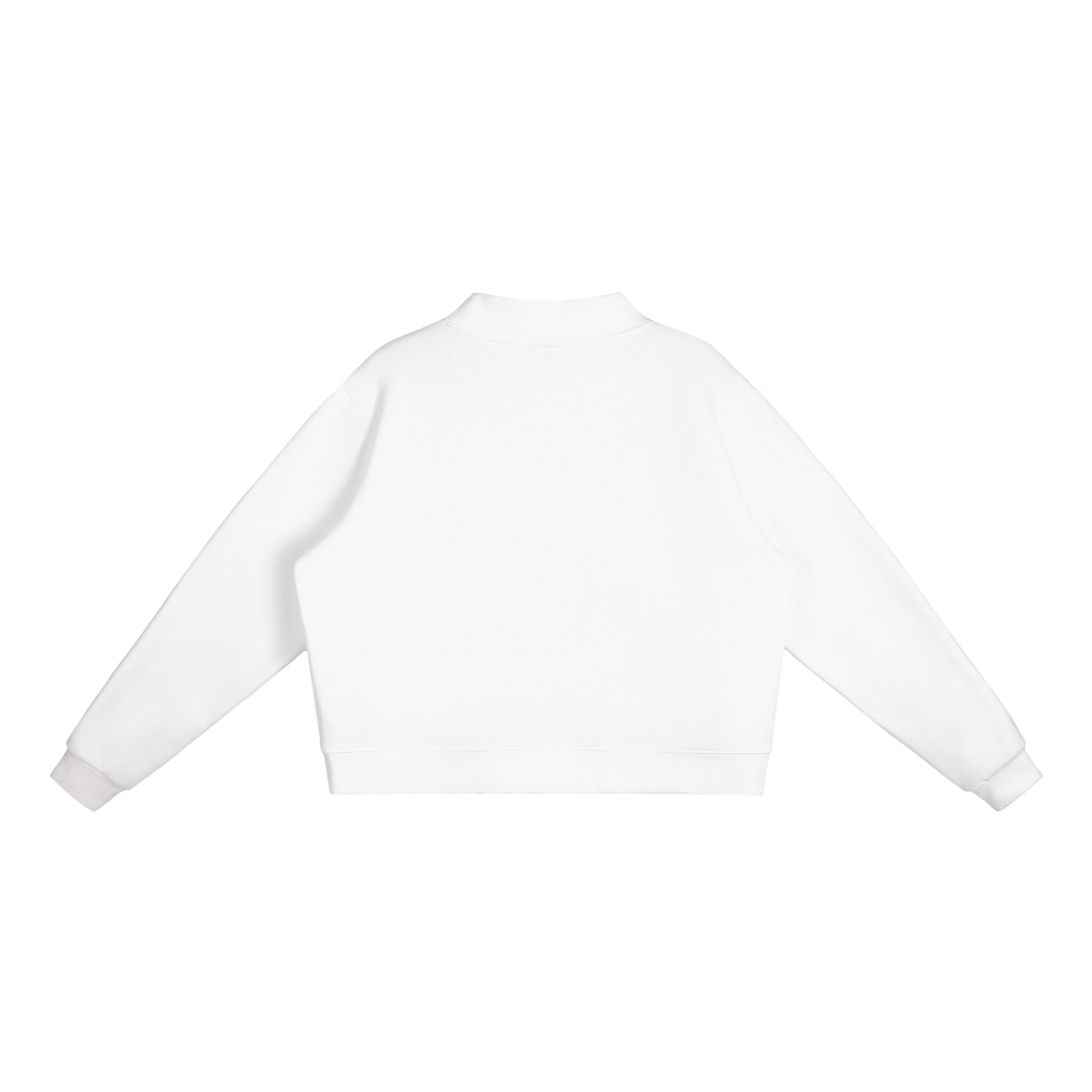 Cropped Fleece Mock-Neck Sweatshirt — Retro Streetwear for Gym & Weekend