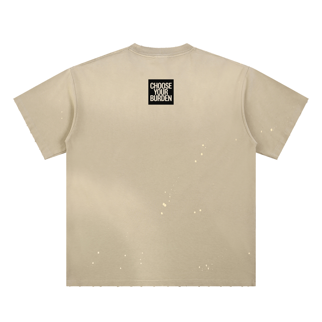 Hand-Frayed Sunfade Paint Splatter T-Shirt