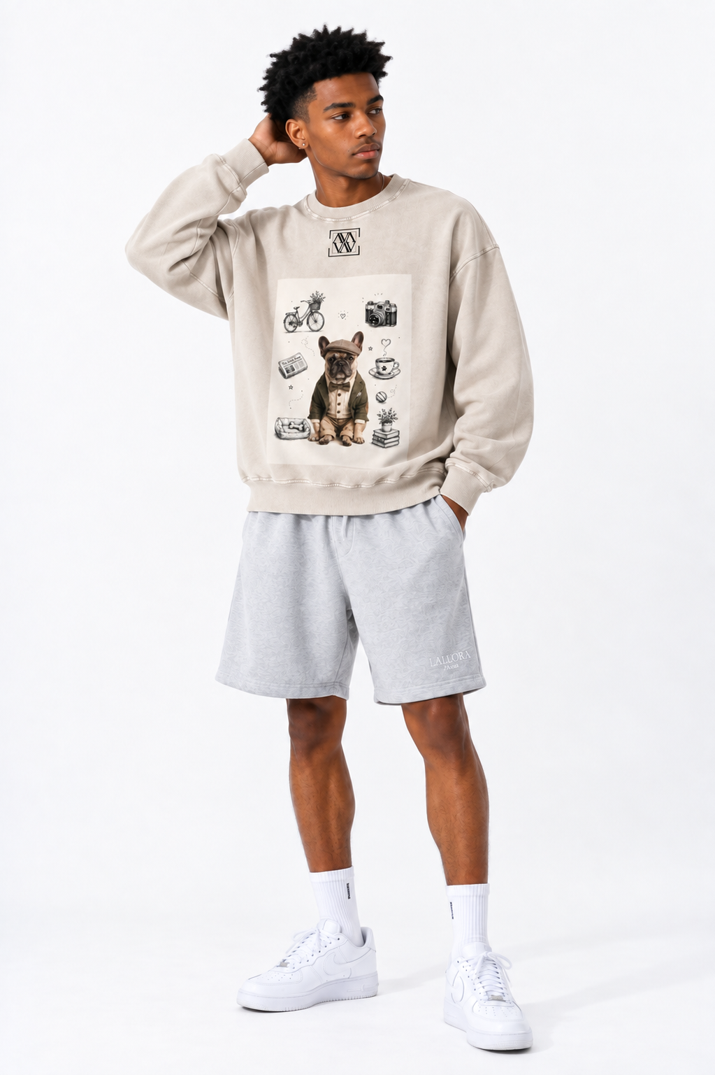 Sweat-shirt oversize unisexe effet délavé — Streetwear rétro décontracté