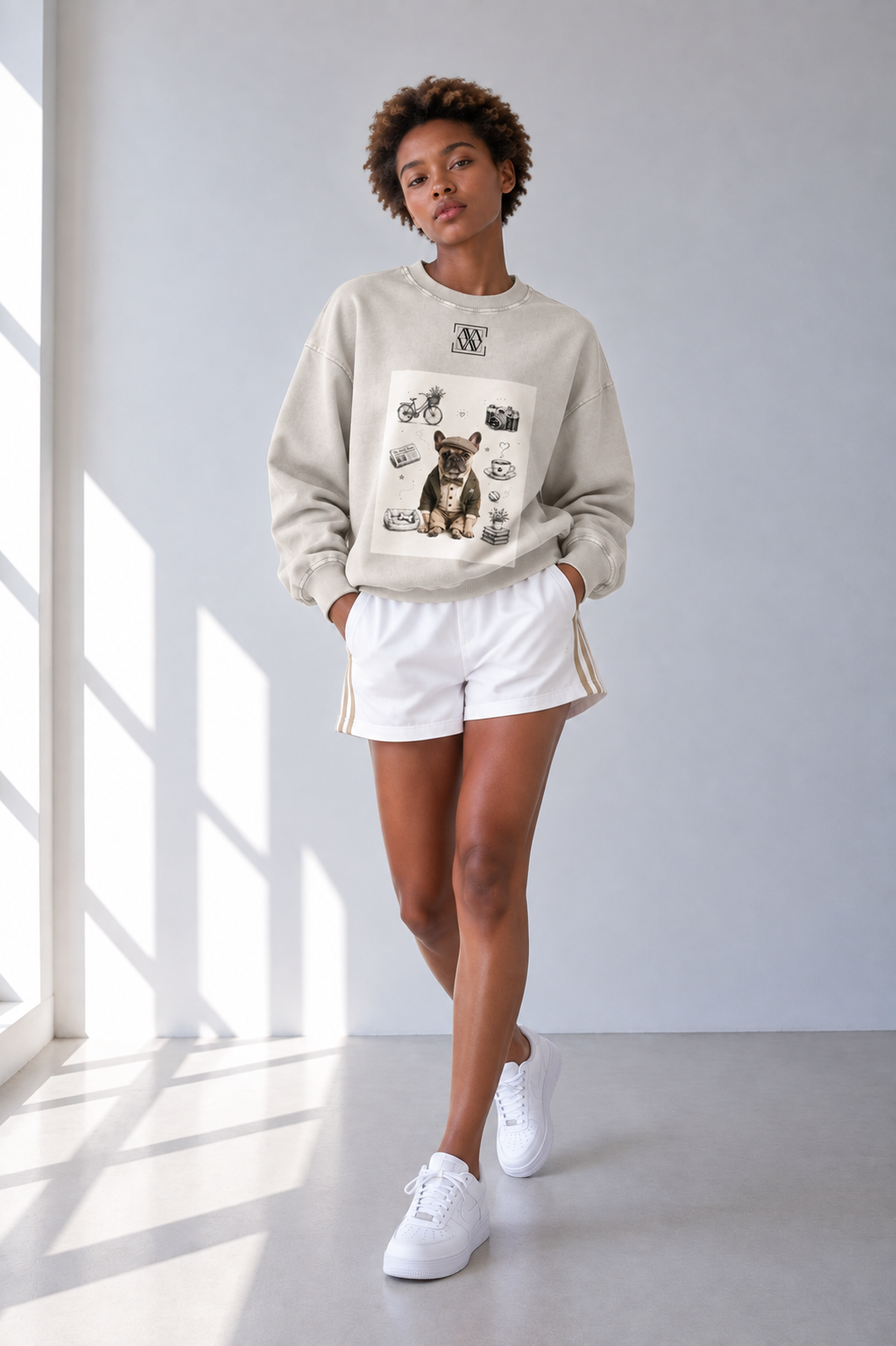Sweat-shirt oversize unisexe effet délavé — Streetwear rétro décontracté