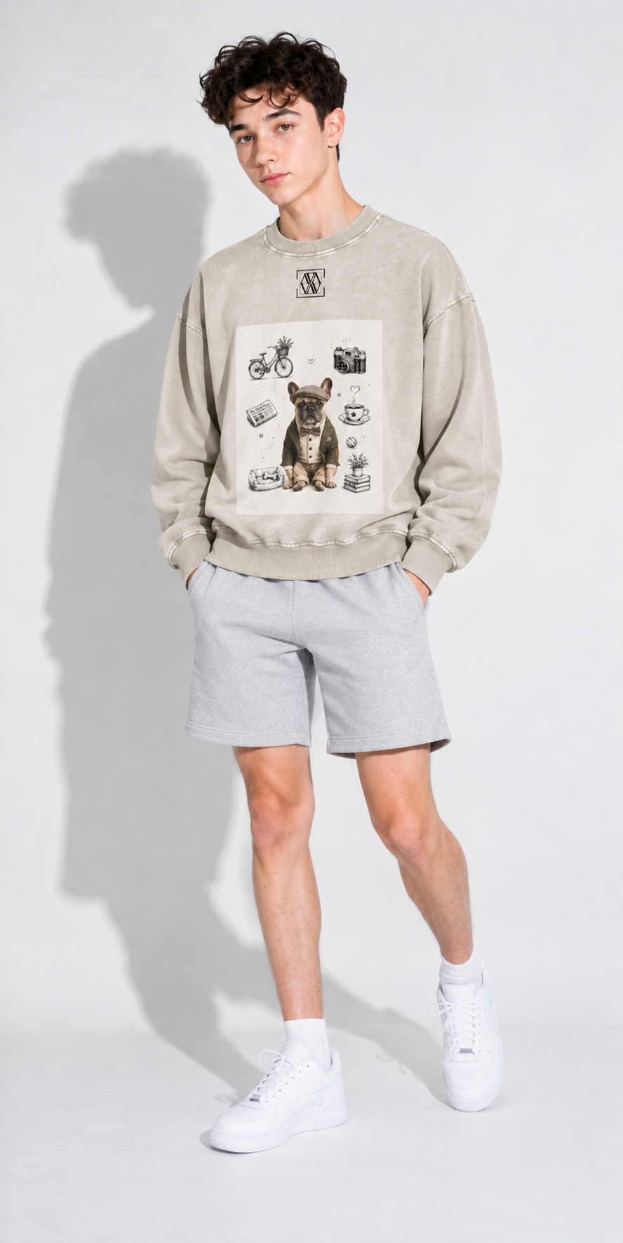 Sweat-shirt oversize unisexe effet délavé — Streetwear rétro décontracté