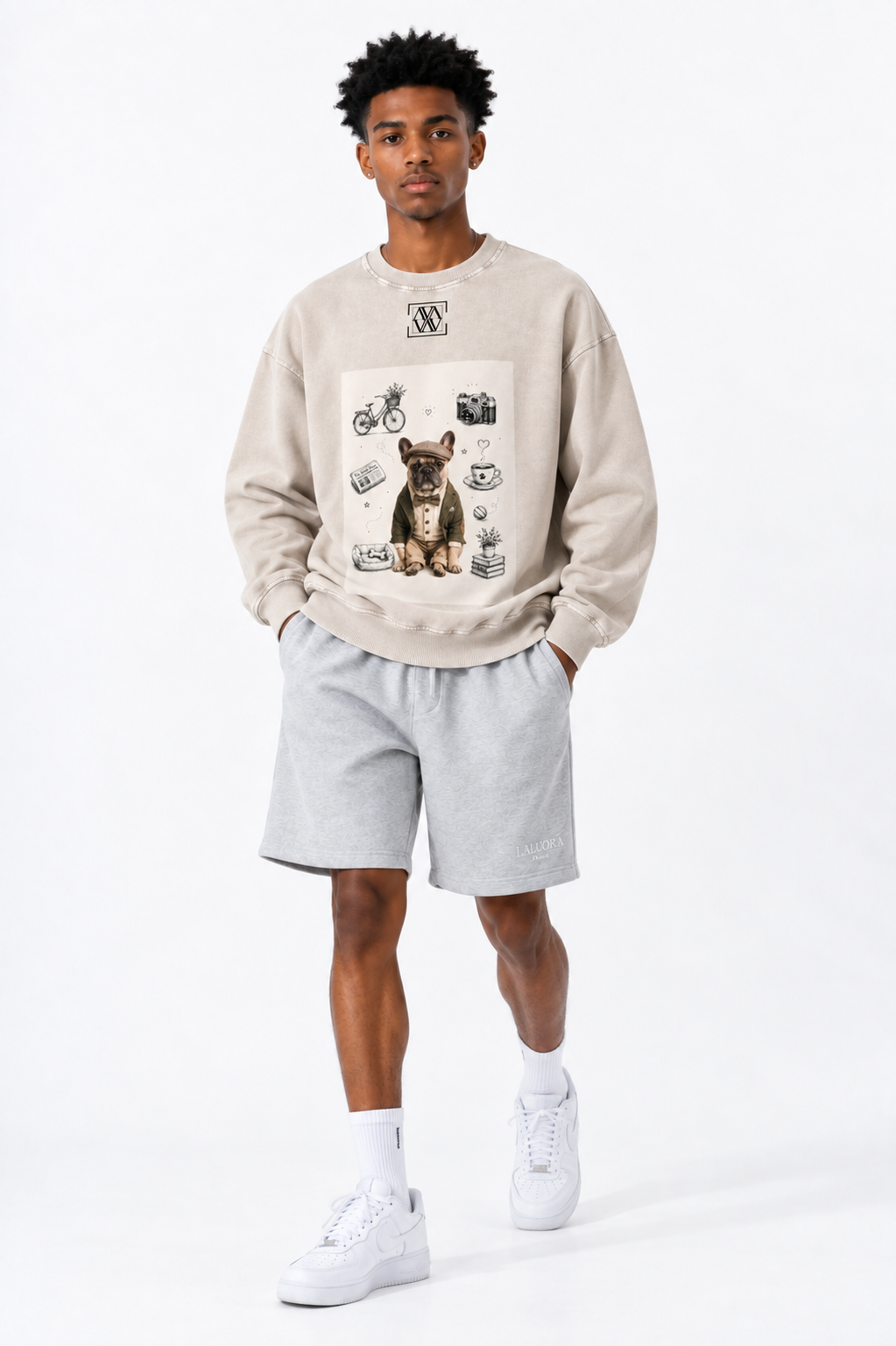 Sweat-shirt oversize unisexe effet délavé — Streetwear rétro décontracté