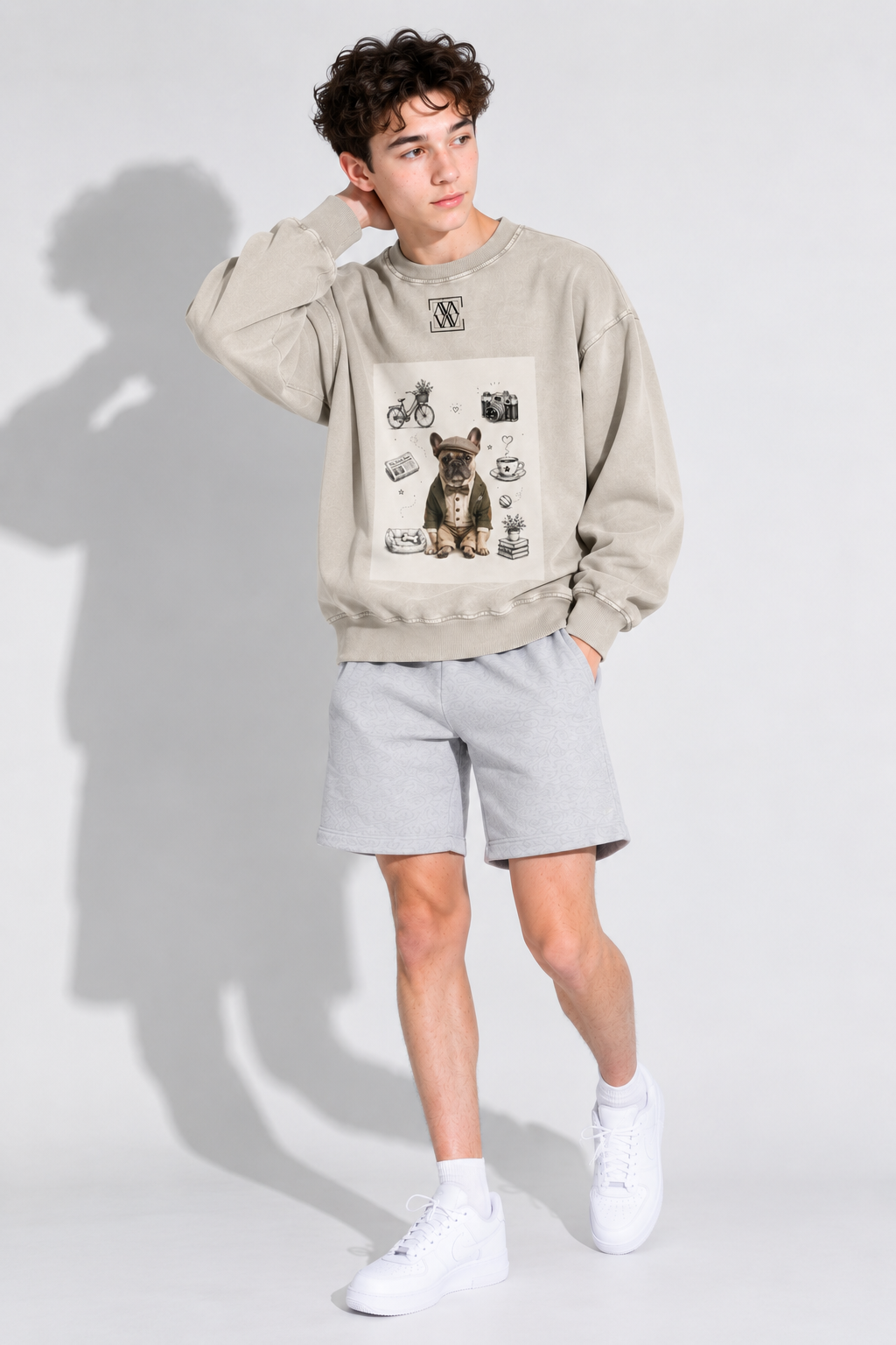 Sweat-shirt oversize unisexe effet délavé — Streetwear rétro décontracté