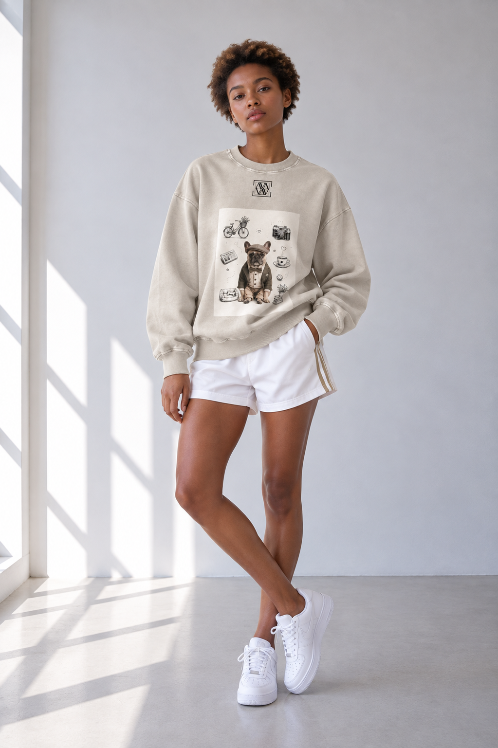 Sweat-shirt oversize unisexe effet délavé — Streetwear rétro décontracté