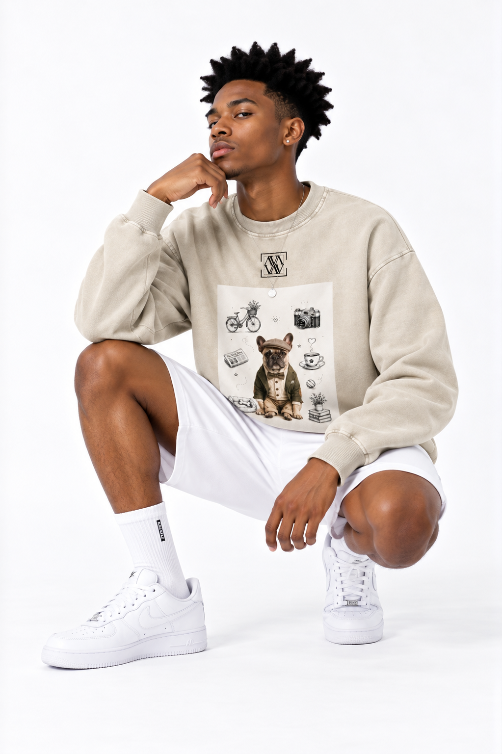 Sweat-shirt oversize unisexe effet délavé — Streetwear rétro décontracté