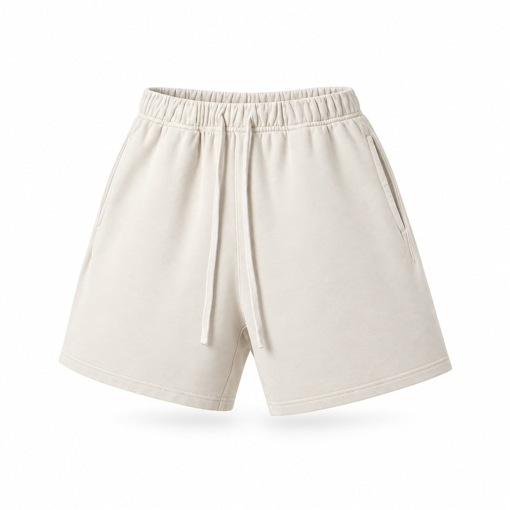 Short unisexe en coton délavé vintage — Streetwear rétro décontracté