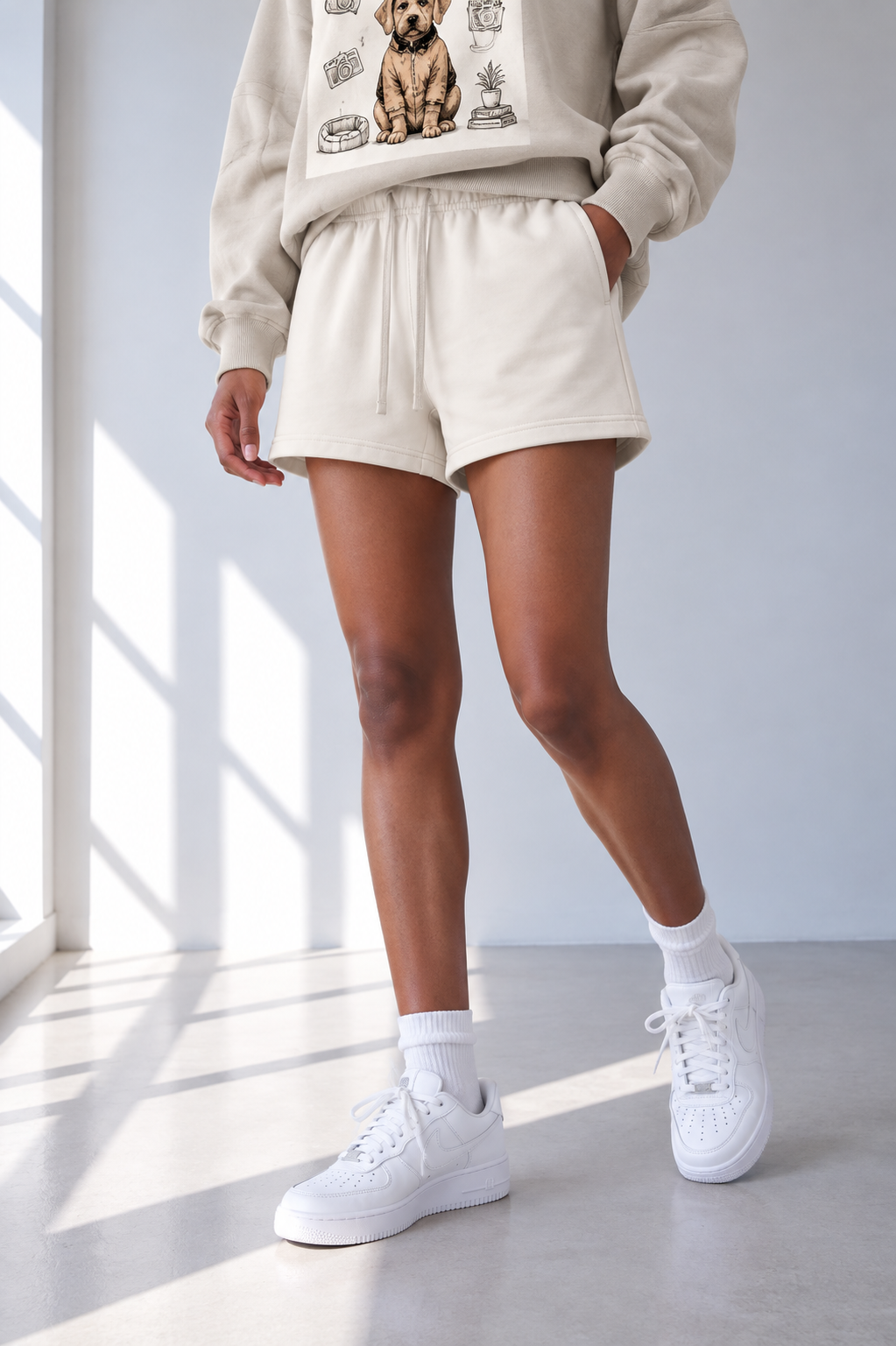 Short unisexe en coton délavé vintage — Streetwear rétro décontracté