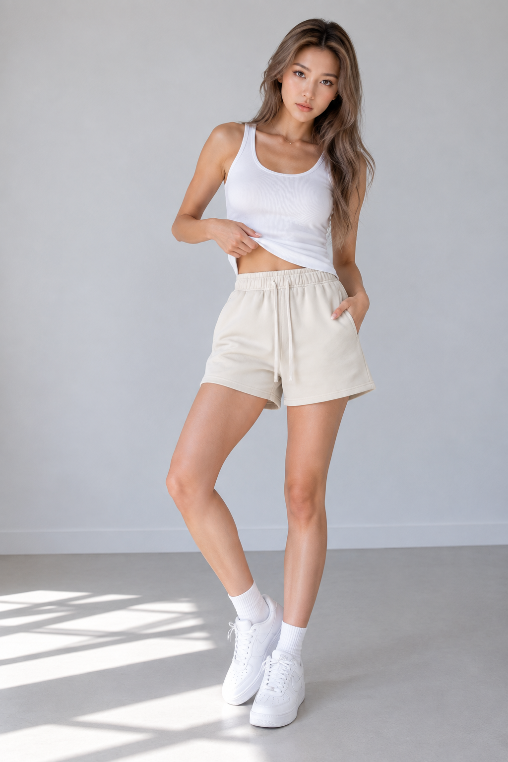 Short unisexe en coton délavé vintage — Streetwear rétro décontracté