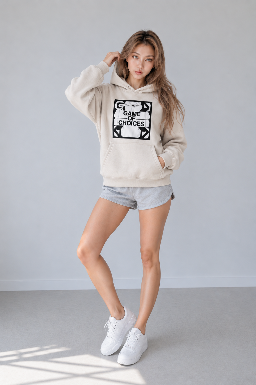 Sweat à capuche oversize en polaire effet délavé à la neige — Couche d'hiver abricot doux