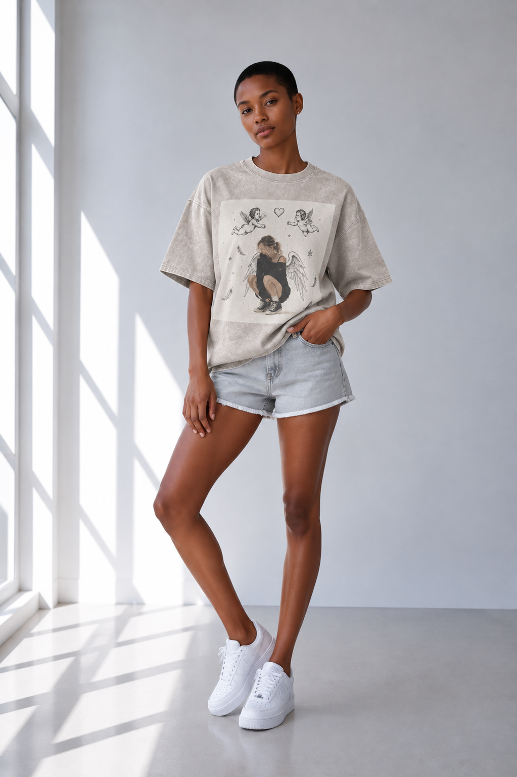 Snow Washed Oversized Cotton T-Shirt — Lavanzey Retro Street Edit