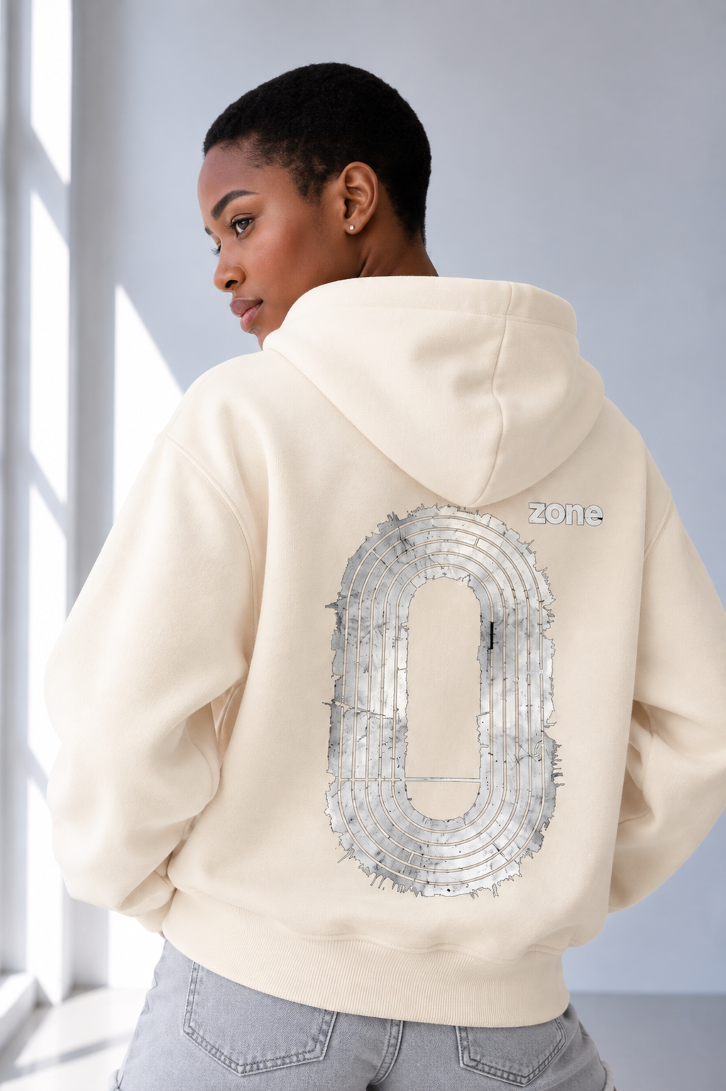 Sweat à capuche oversize coupe carrée Abricot — Mélange de coton épais unisexe