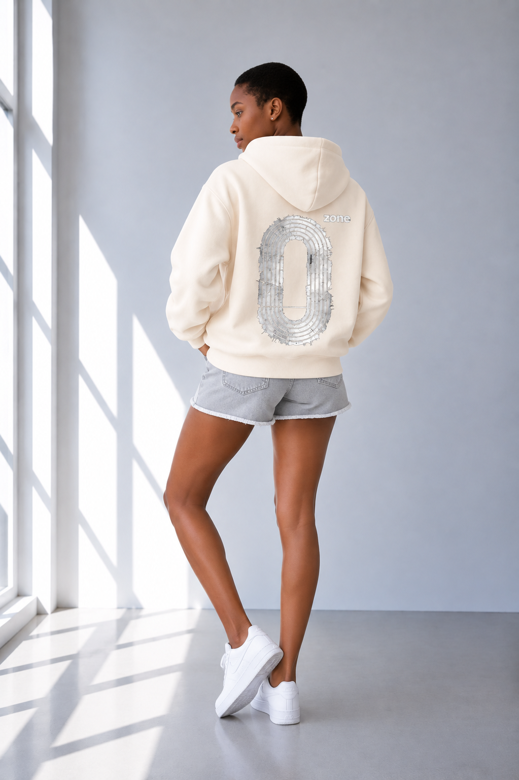 Sweat à capuche oversize coupe carrée Abricot — Mélange de coton épais unisexe