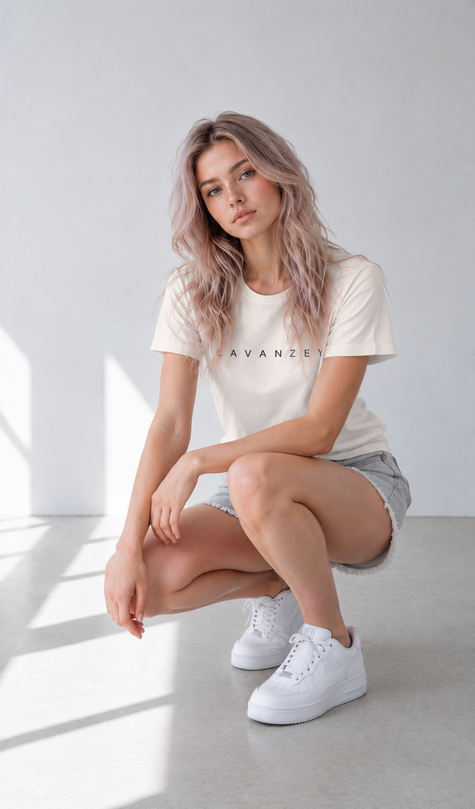 T-shirt en coton mélangé Sorona — Coupe unisexe abricot à épaules tombantes