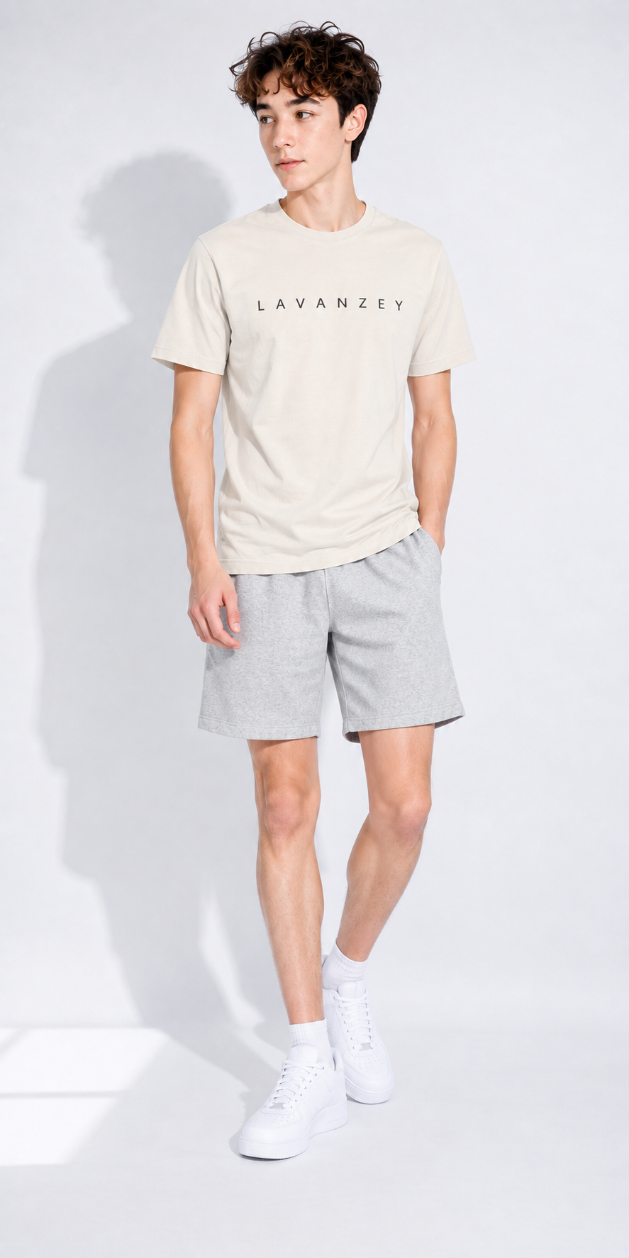 T-shirt en coton mélangé Sorona — Coupe unisexe abricot à épaules tombantes