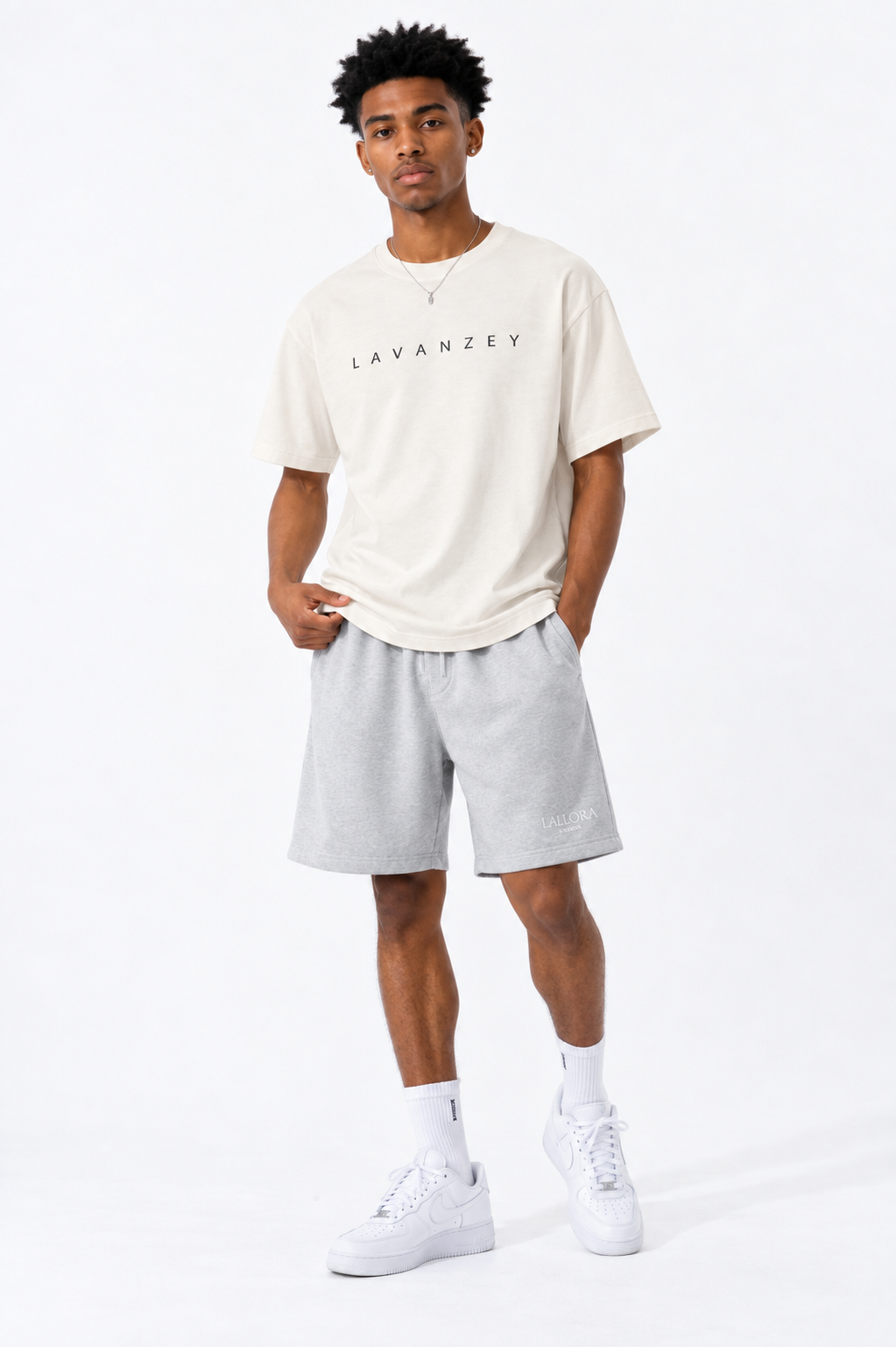T-shirt en coton mélangé Sorona — Coupe unisexe abricot à épaules tombantes