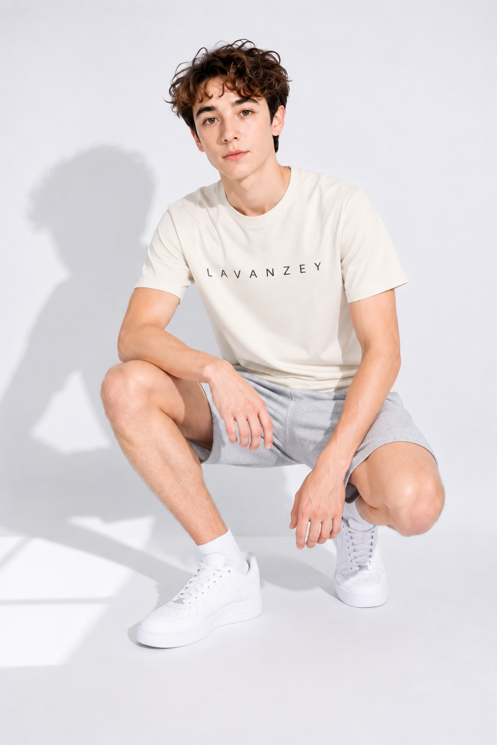 T-shirt en coton mélangé Sorona — Coupe unisexe abricot à épaules tombantes